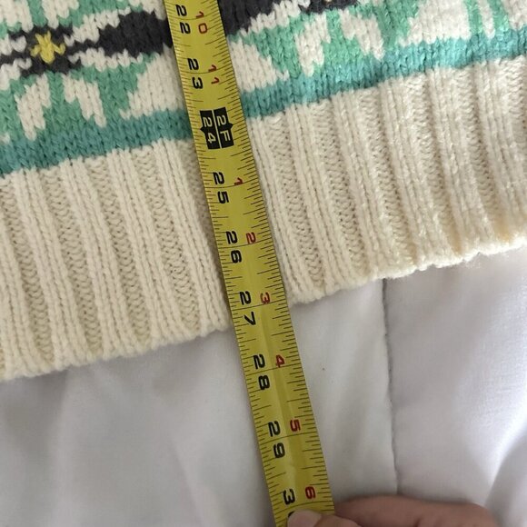 American Eagle Outfitters Womens Xs Cream Blue Fair-isle Knit Sweater Oversized - Picture 5 of 8